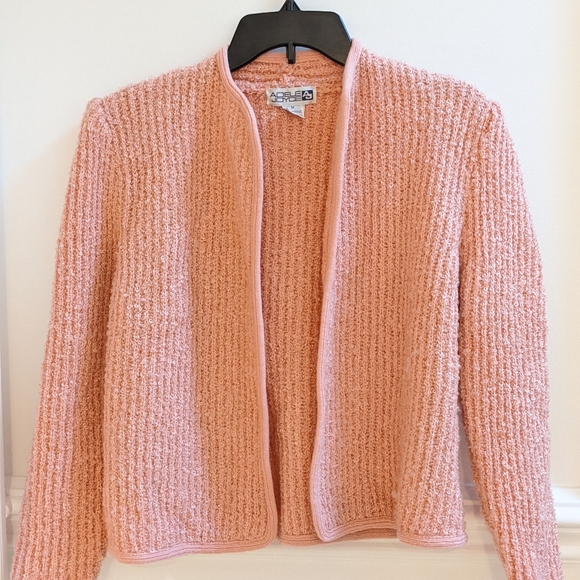 Vintage Sweaters - Granny chic peachy pink cardigan